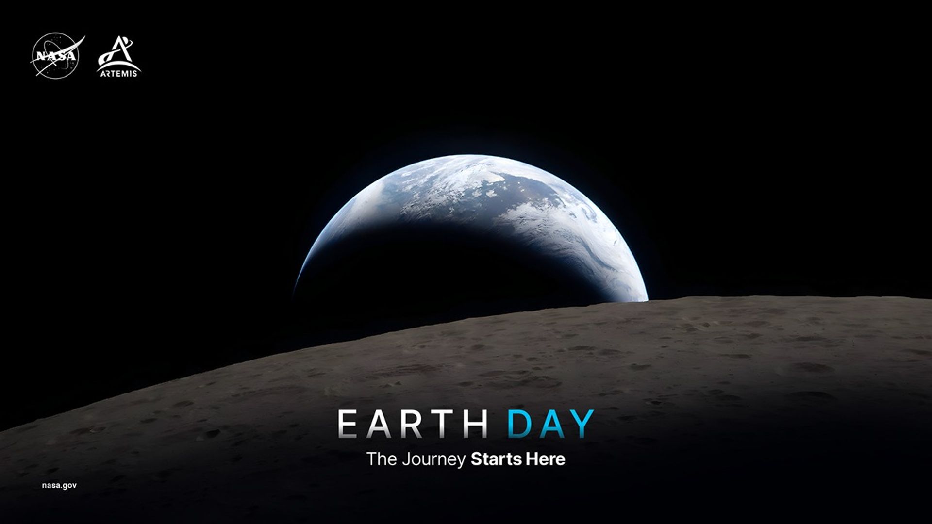 Earth setting over the lunar surface photographed by the Artemis II crew from the Orion spacecraft on April 6, 2026