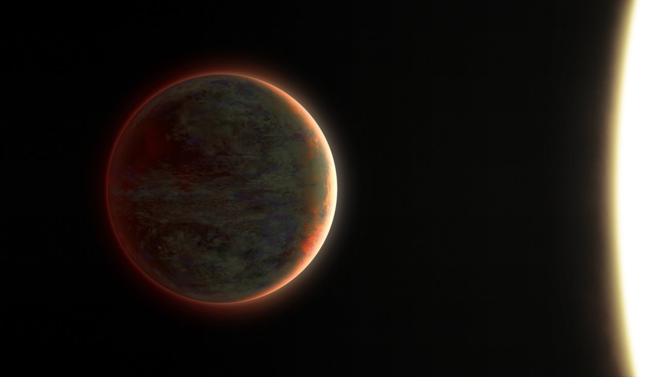 Artist concept of the ultra-hot Jupiter WASP-121 b showing its bloated dayside atmosphere