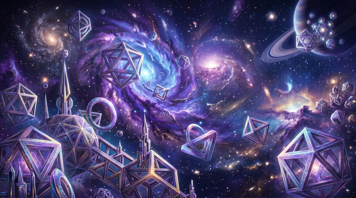 Impossible geometric structures floating in a nebula-filled universe